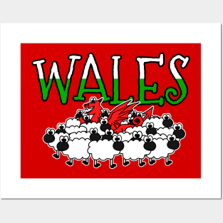 St David's Day Welsh Dragon Sheep Wales Funny Posters and Art